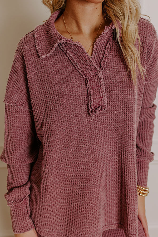 Cozy Haven Vintage Wash Knit Top in Sangria Image - 4