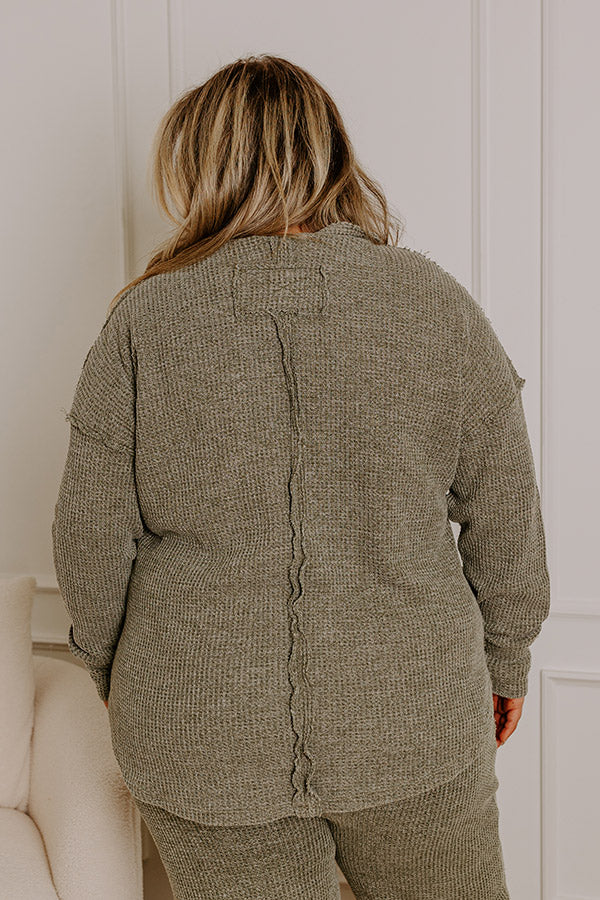 Cozy Haven Vintage Wash Knit Top in Olive Curves Image - 3