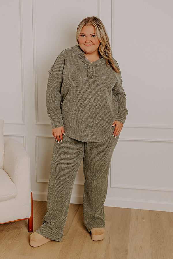 Cozy Haven Vintage Wash Knit Top in Olive Curves Image - 1