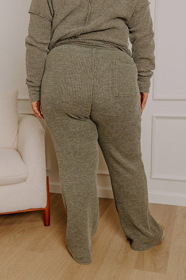 Cozy Haven High Waist Vintage Wash Knit Pants in Olive Curves Image - 4
