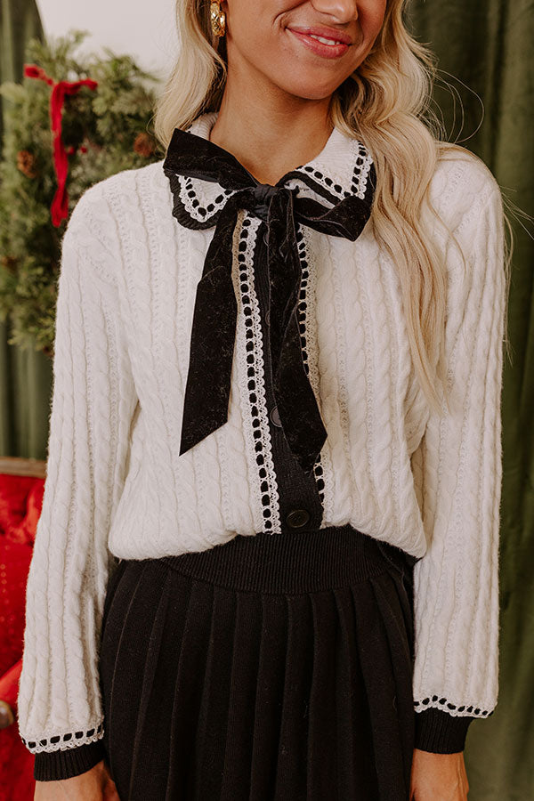 Cozy Cues Cable Knit Sweater Top in Ivory Image - 3