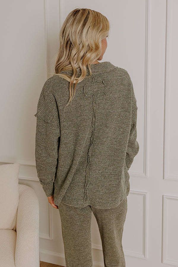 Cozy Haven Vintage Wash Knit Top in Olive Image - 5