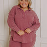 Cozy Haven Vintage Wash Knit Top in Sangria Curves Image - 1