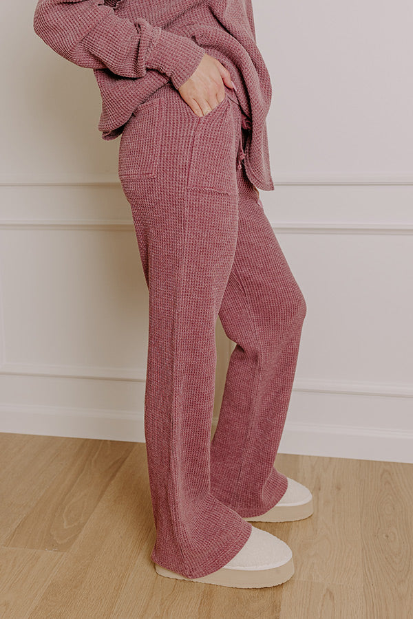 Cozy Haven High Waist Vintage Wash Knit Pants in Sangria Image - 4