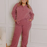Cozy Haven High Waist Vintage Wash Knit Pants in Sangria Curves Image - 1