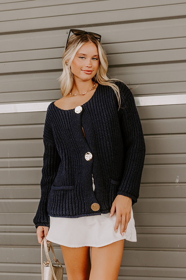 Cozy Cuddles Knit Cardigan in Navy Image - 1