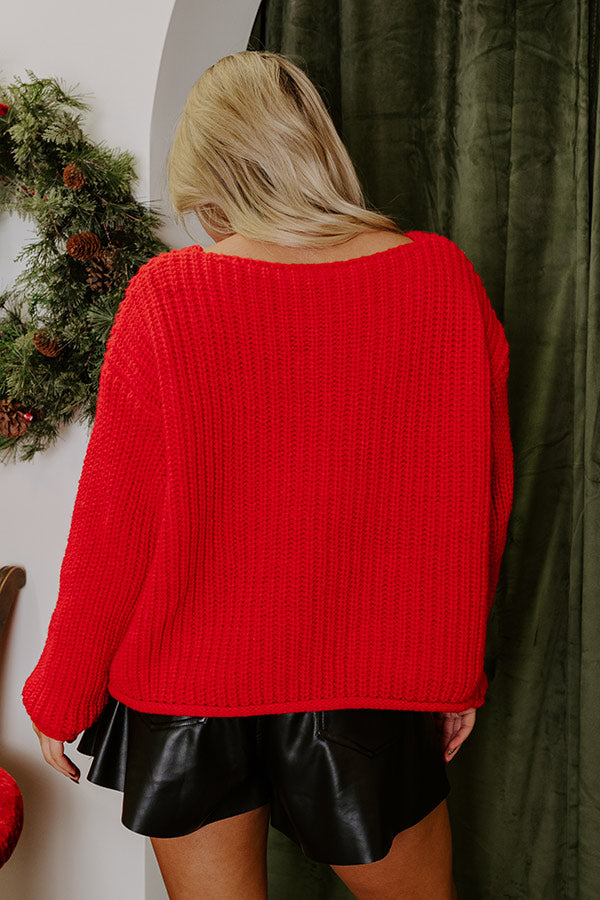 Cozy Cuddles Knit Cardigan in Red Image - 4