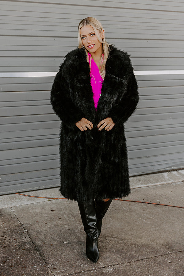 Gala Nights Faux Fur Coat In Black Image - 2