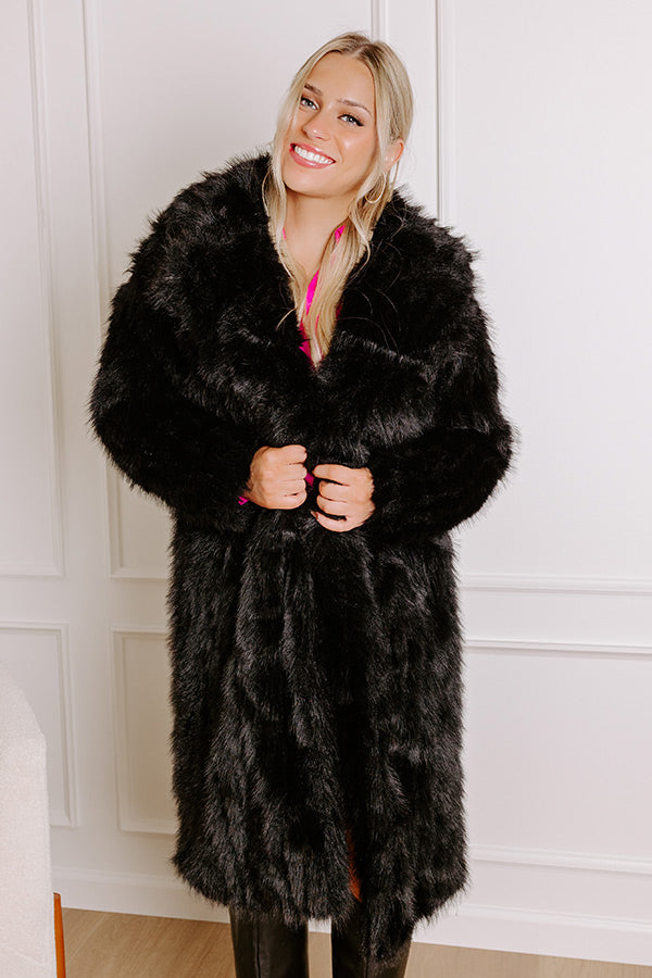 Gala Nights Faux Fur Coat In Black Image - 3