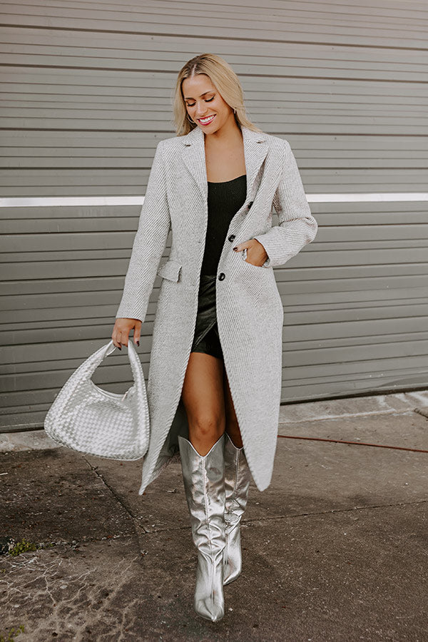 Uptown Manhattan Stripe Coat In Grey Image - 5