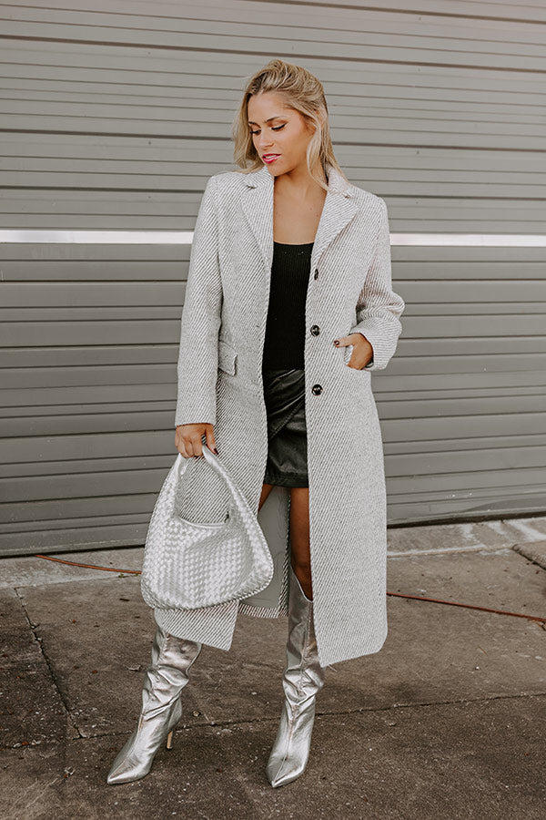 Uptown Manhattan Stripe Coat In Grey Image - 1