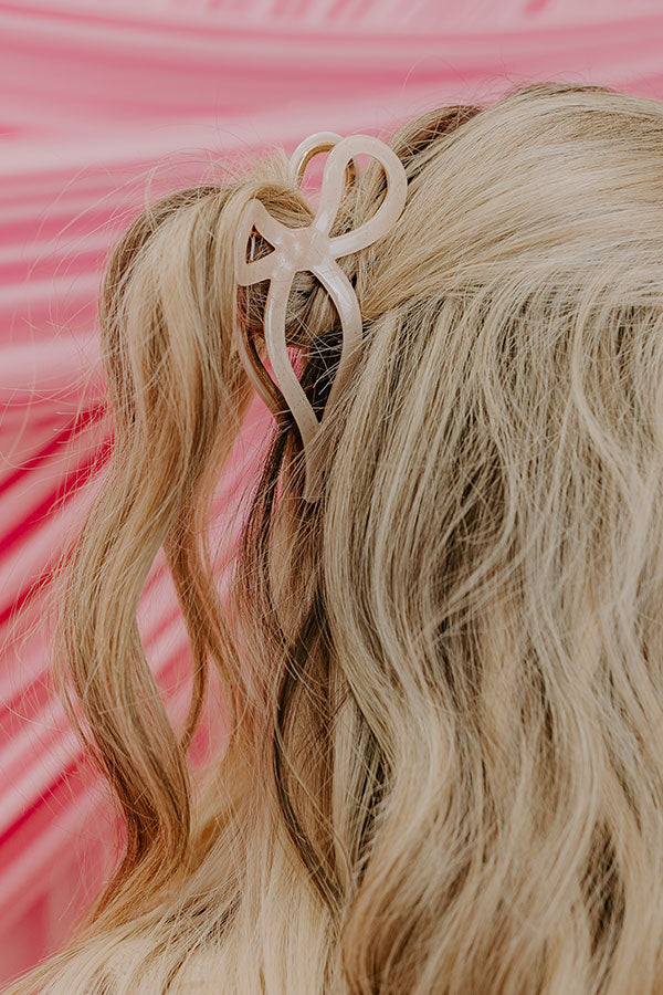 Coquette Cutie Bow Hair Claw Clip in Champagne Image - 1