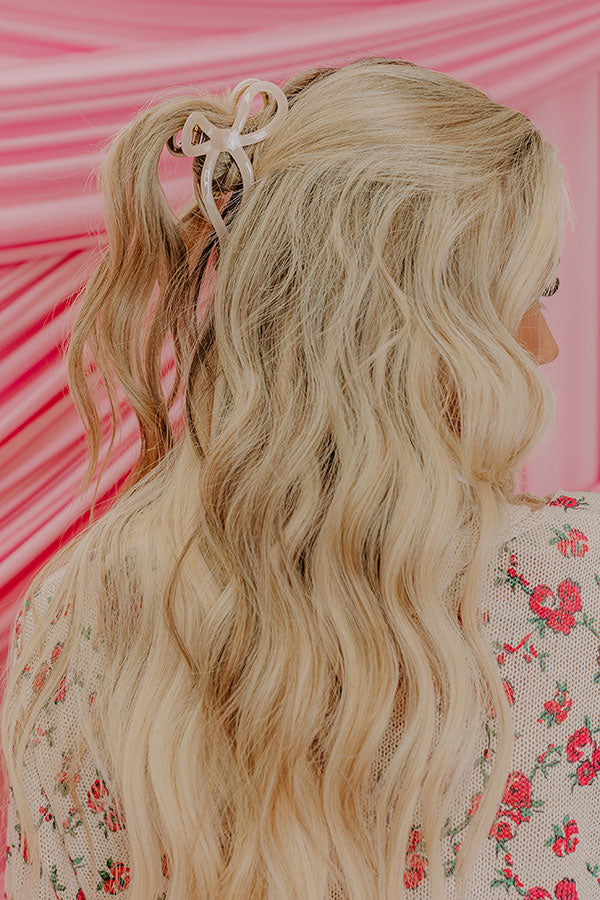 Coquette Cutie Bow Hair Claw Clip in Champagne Image - 2