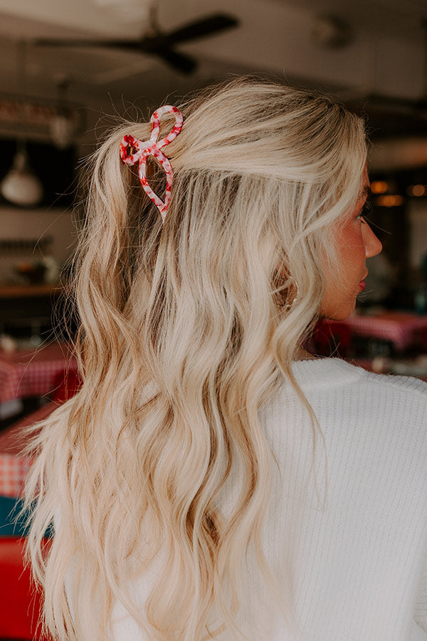 Coquette Cutie Bow Hair Claw Clip in Red Marble Image - 2