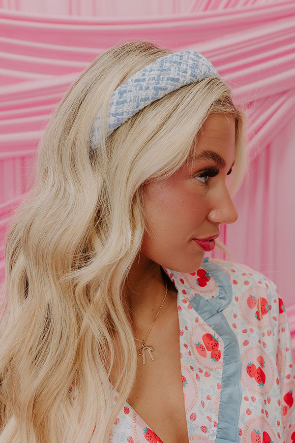 Girl Boss Tweed Headband in Sky Blue Image - 2