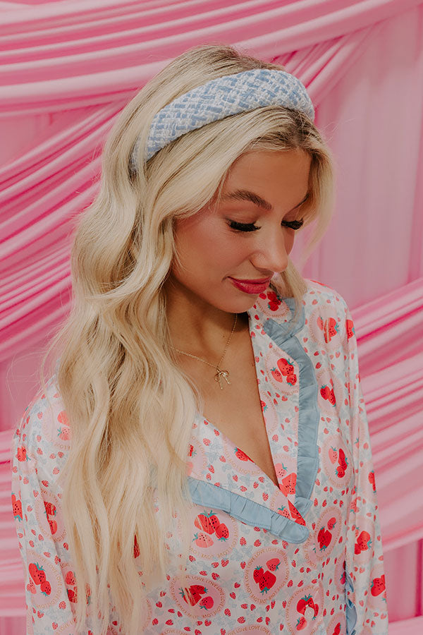 Girl Boss Tweed Headband in Sky Blue Image - 1