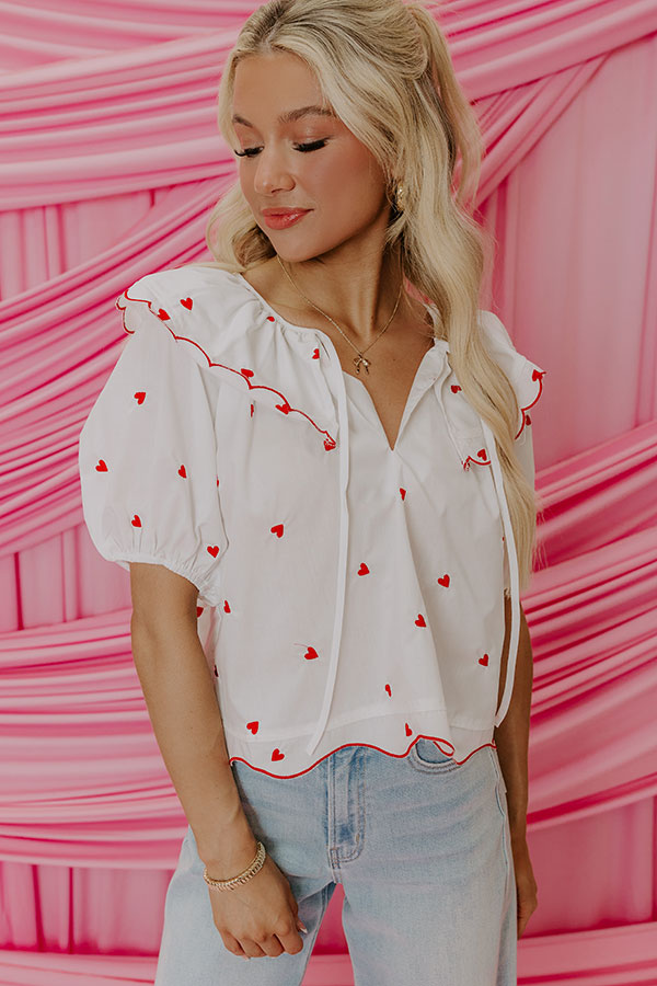 Candy Hearts Embroidered Top in White Image - 3