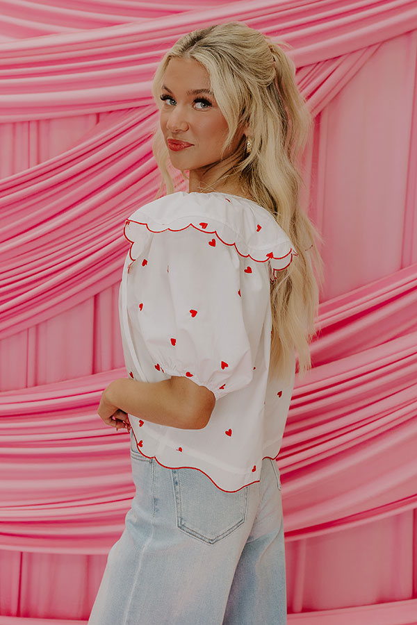Candy Hearts Embroidered Top in White Image - 4