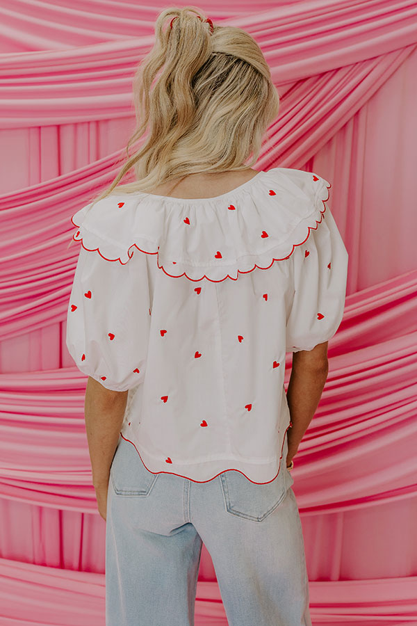 Candy Hearts Embroidered Top in White Image - 5