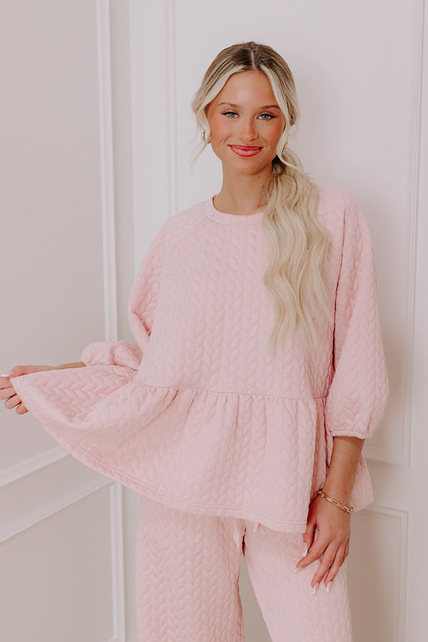 Chic A La Mode Knit Peplum Top in Pink Image - 1