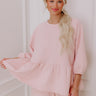 Chic A La Mode Knit Peplum Top in Pink Image - 1