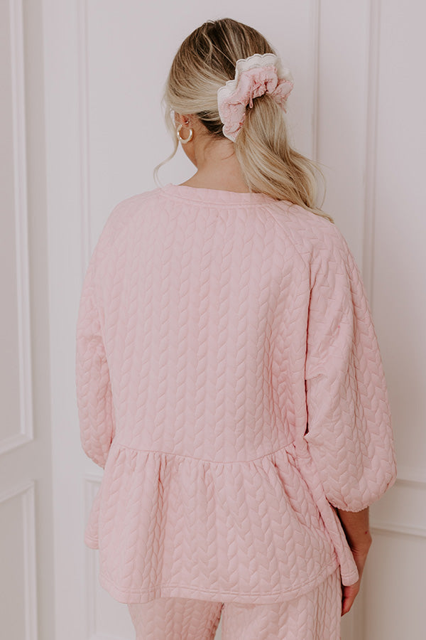 Chic A La Mode Knit Peplum Top in Pink Image - 3