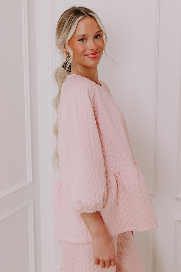 Chic A La Mode Knit Peplum Top in Pink Image - 4