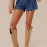 The Gracie High Waist Denim Shorts in Dark Wash Image - 1