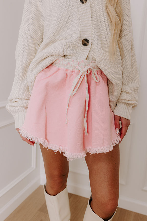 The Cherish High Waist Denim Skort in Pink Image - 1