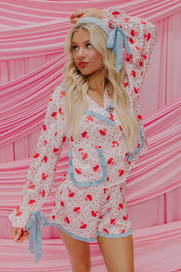 Strawberries And Cream Dreams Satin Pajama Top Image - 1