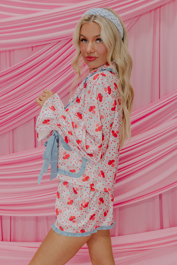 Strawberries And Cream Dreams Satin Pajama Top Image - 4