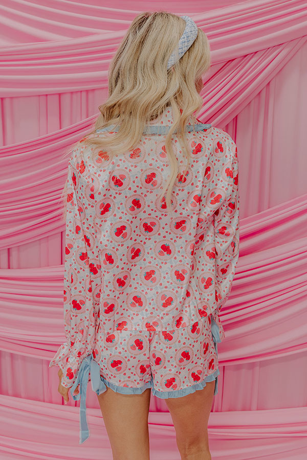Strawberries And Cream Dreams Satin Pajama Top Image - 5