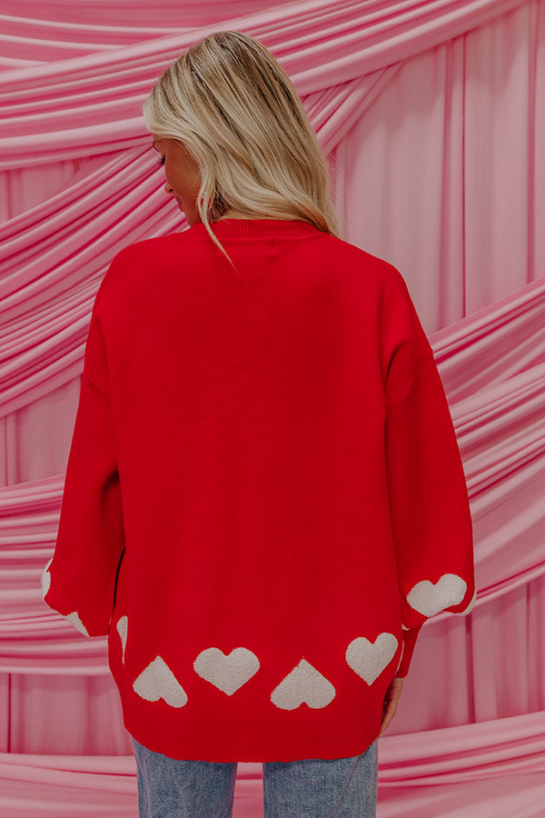 Open Heart Knit Sweater in Red Image - 4