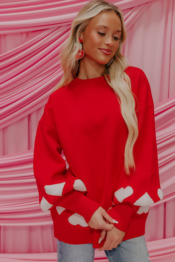 Open Heart Knit Sweater in Red Image - 1