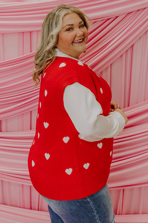 Hugs And Kisses Vest Top in Red Curves Image - 5