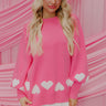 Open Heart Knit Sweater in Pink Image - 1