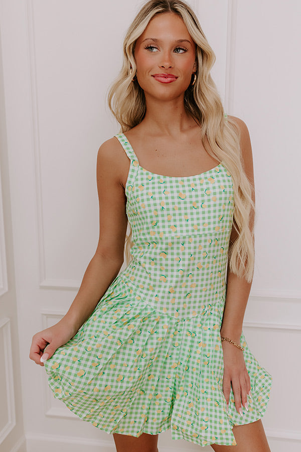 French Market Stroll Athleisure Mini Dress in Lime Image - 1