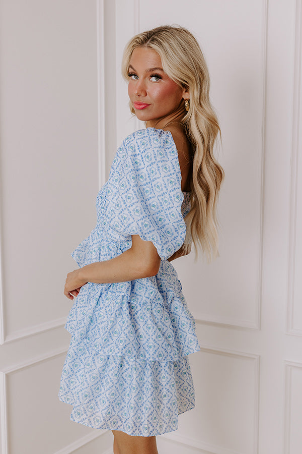 Affectionate Allure Tiered Mini Dress in Sky Blue Image - 3