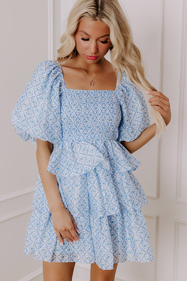 Affectionate Allure Tiered Mini Dress in Sky Blue Image - 1