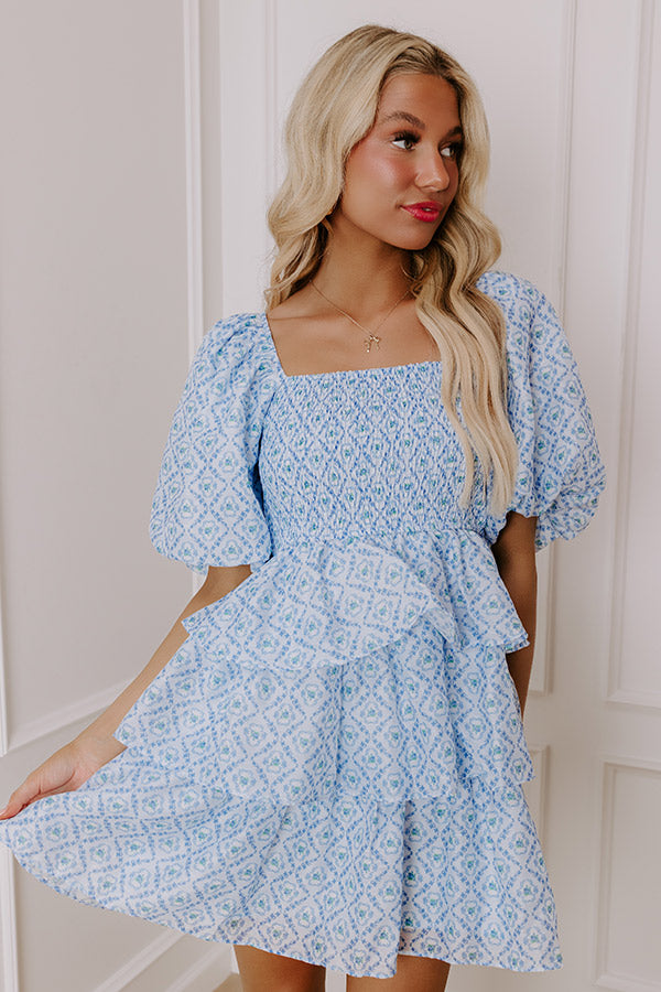 Affectionate Allure Tiered Mini Dress in Sky Blue Image - 5