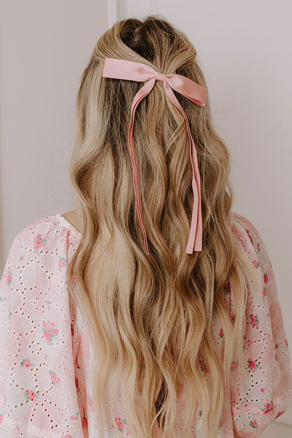 Darling Smile Bow Hair Clip in Pink Image - 1