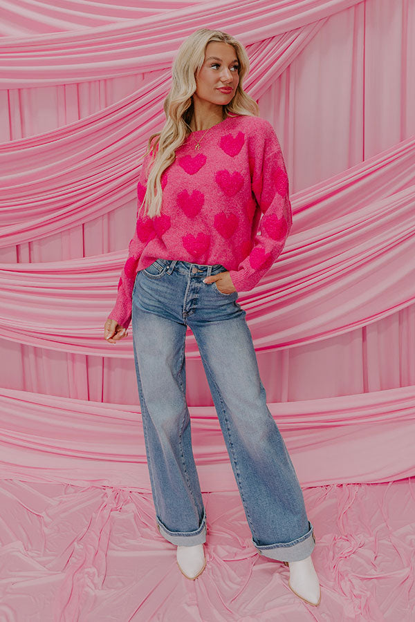 Bold Hearted Knit Sweater Image - 2
