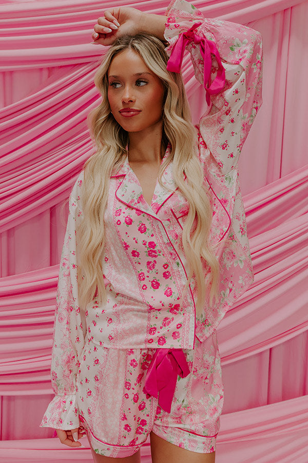 Paris Mornings Satin Floral Pajama Top Image - 2