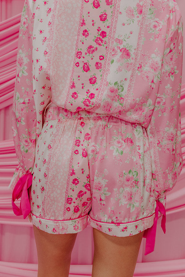 Paris Mornings High Waist Satin Pajama Shorts Image - 3