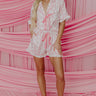 Cozy Tea Time High Waist Satin Pajama Shorts in Pink Image - 1