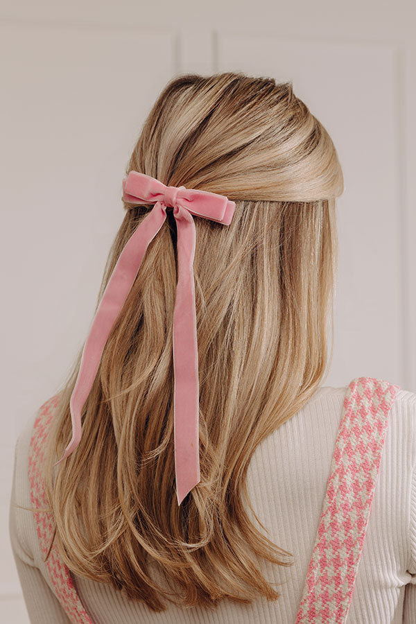 Cue The Charm Velvet Bow Hair Clip Image - 1