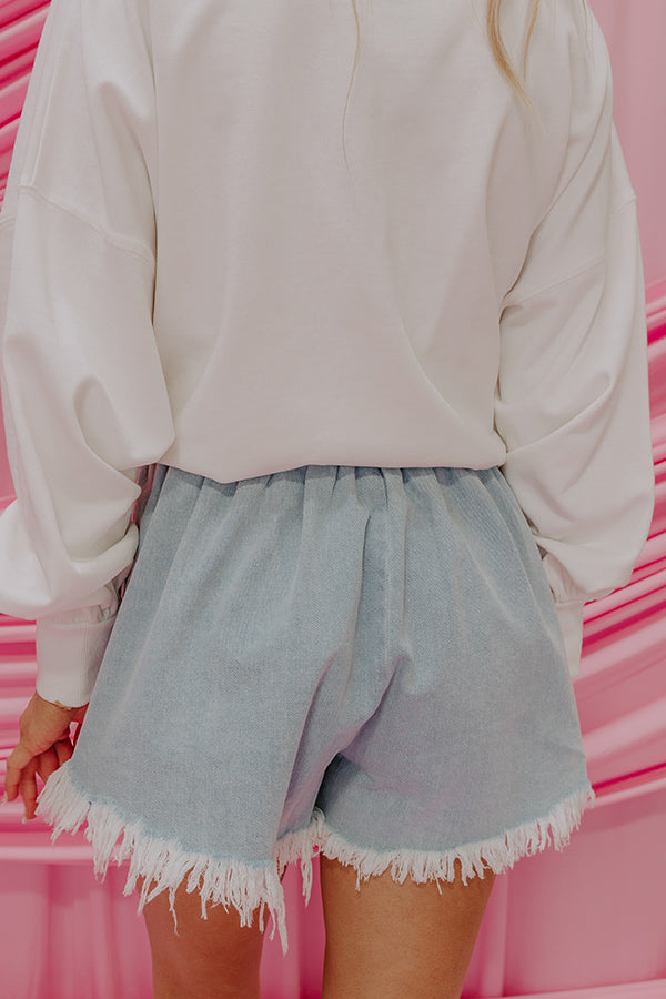 The Cherish High Waist Denim Skort in Light Wash Image - 4