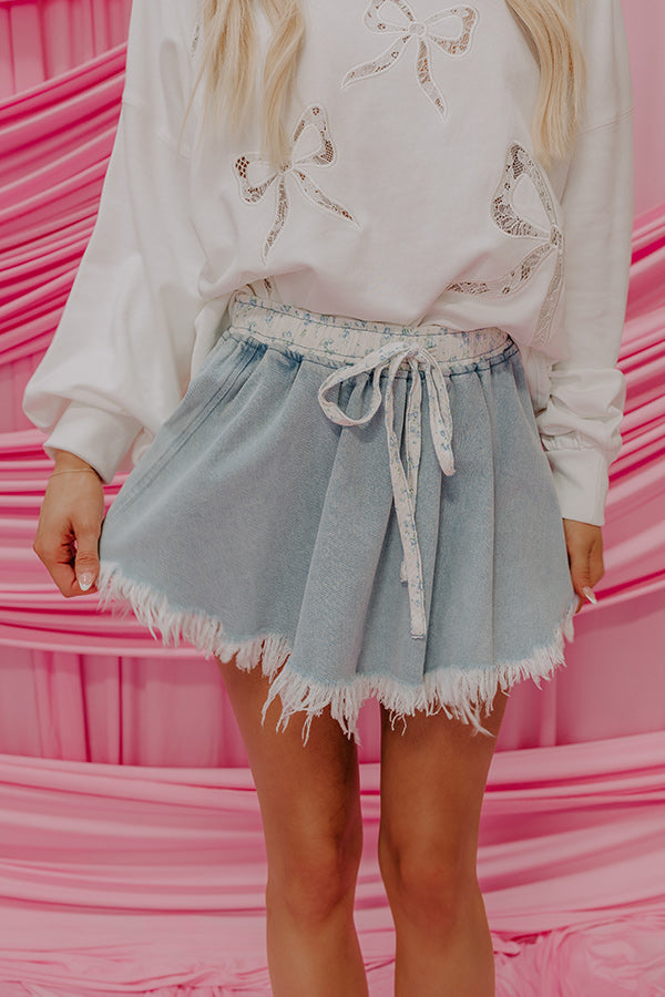 The Cherish High Waist Denim Skort in Light Wash Image - 2