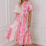 Love-Struck Floral Midi Dress in Pink Image - 1