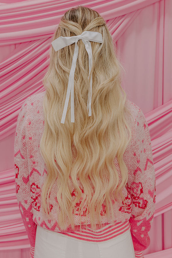 Darling Smile Bow Hair Clip in White Image - 1